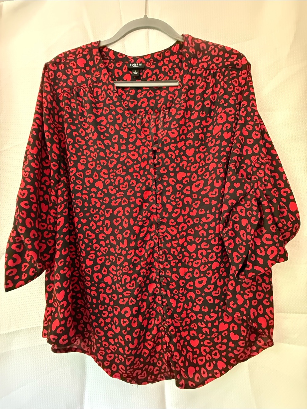 Torrid Harper Blouse with Red Leopard Print